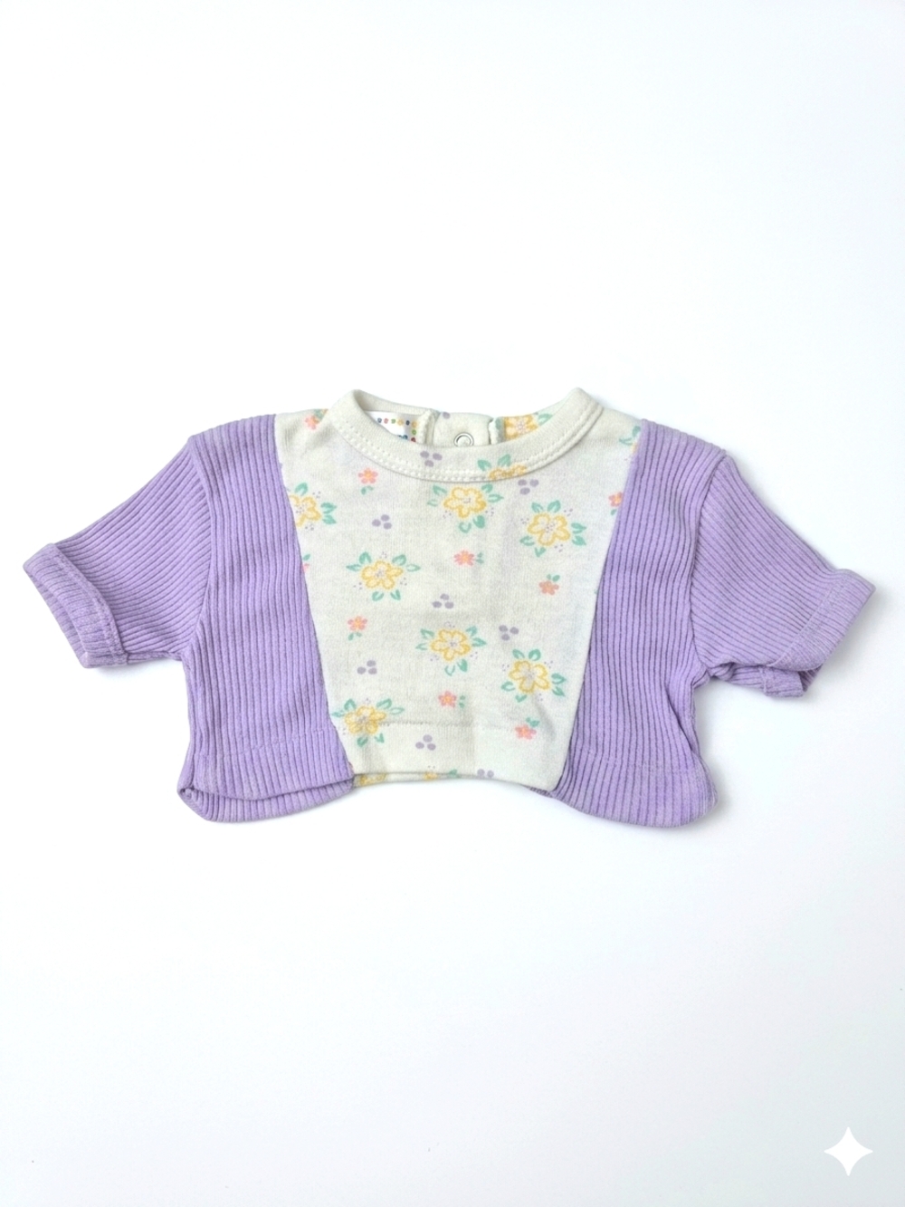 VTG 90s Small Stars Floral Ribbed Crop Top Baby 0-6M Made in HK